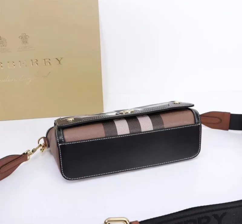 Burberry Brown Check Crossbody Satchel Bag - Image 3