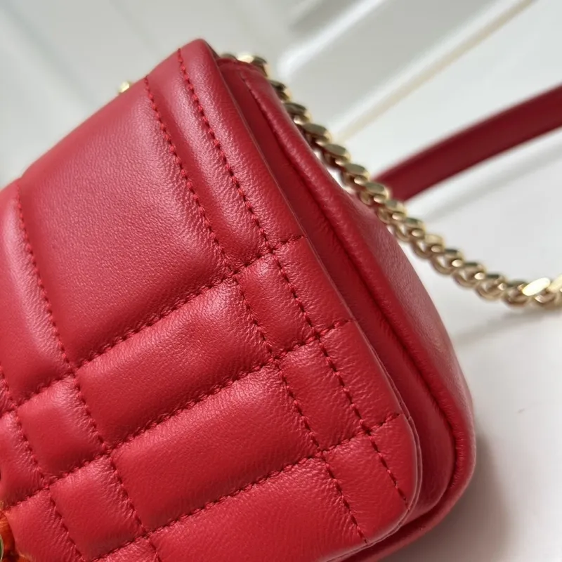 Burberry Red Quilted Satchel Bag 8378 - Image 6