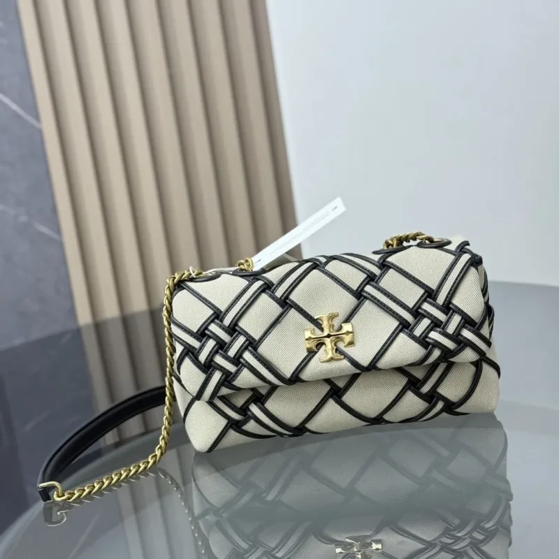 Alternative view of Tory Burch Beige Black Woven Satchel Crossbody Bag