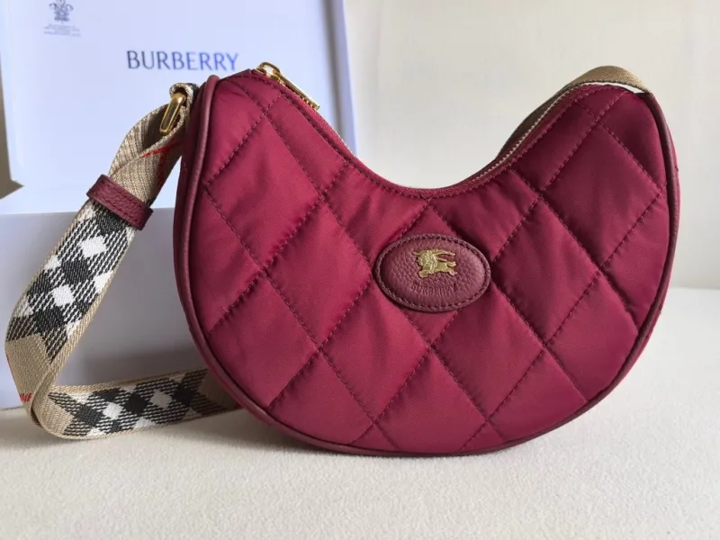 Burberry Burgundy Quilted Crescent Shoulder Bag 88