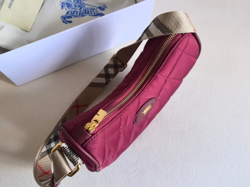 Burberry Burgundy Quilted Crescent Shoulder Bag 88 - Image 3