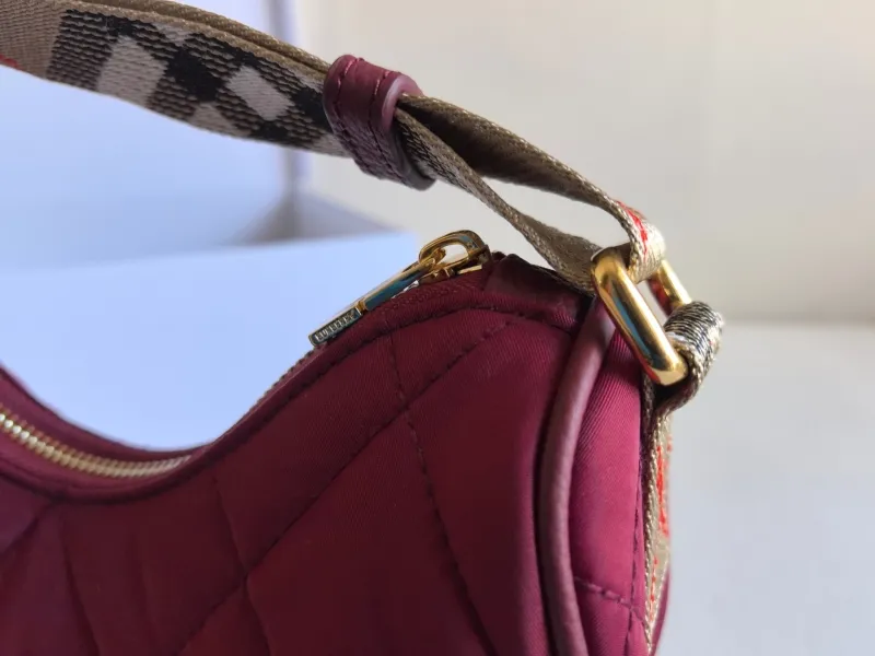 Burberry Burgundy Quilted Crescent Shoulder Bag 88 - Image 4