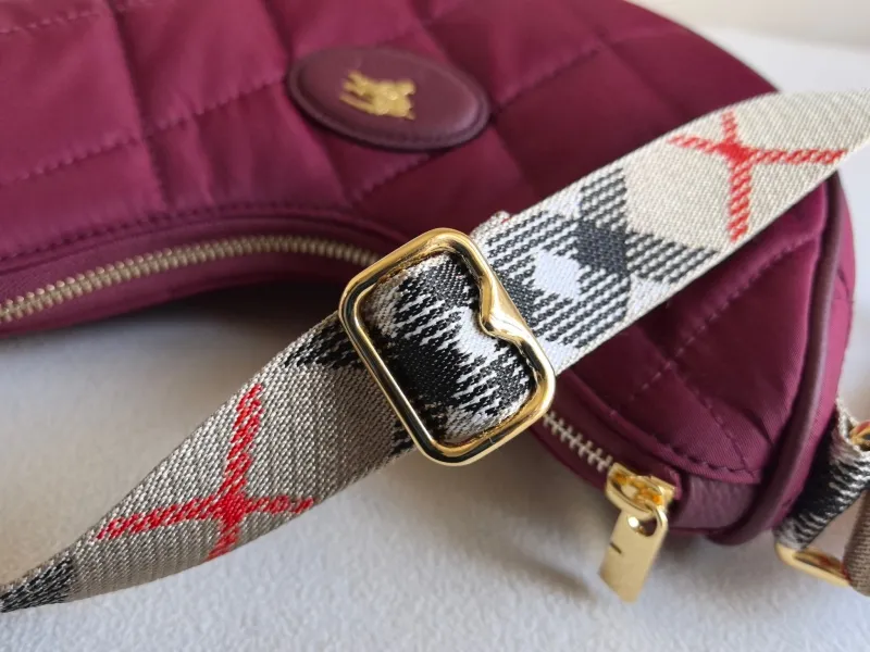 Burberry Burgundy Quilted Crescent Shoulder Bag 88 - Image 5