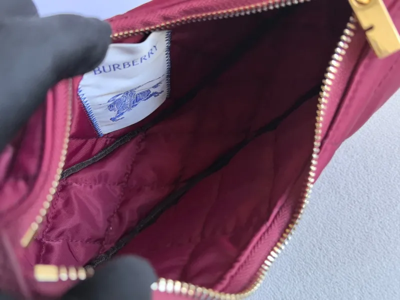 Burberry Burgundy Quilted Crescent Shoulder Bag 88 - Image 8