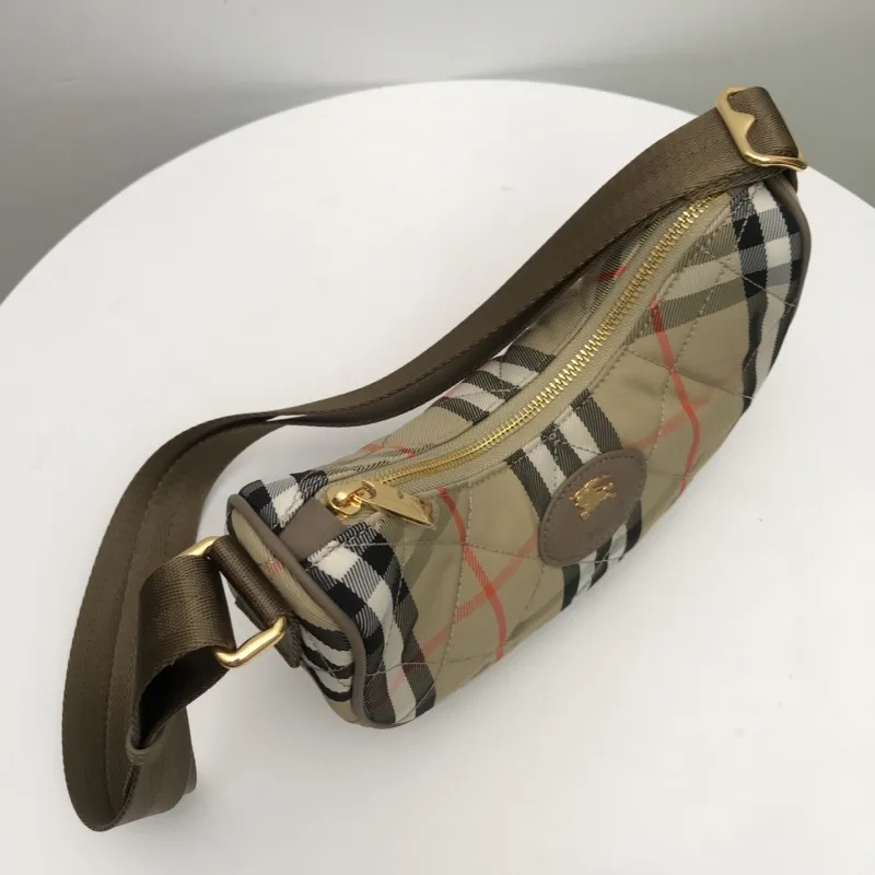Burberry Classic Check Quilted Hobo Crossbody Bag - Image 6