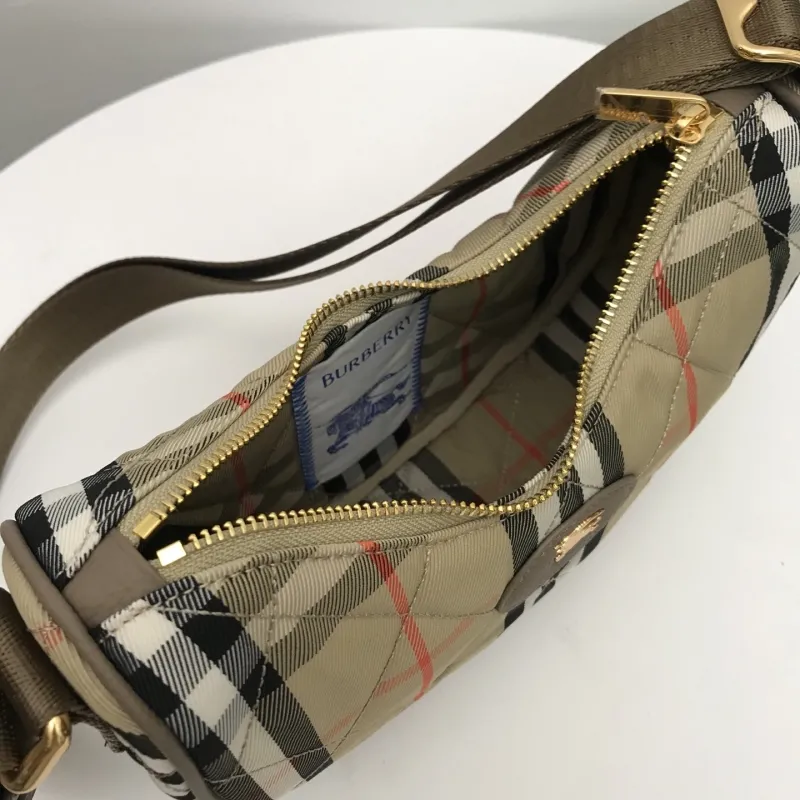 Burberry Classic Check Quilted Hobo Crossbody Bag - Image 7