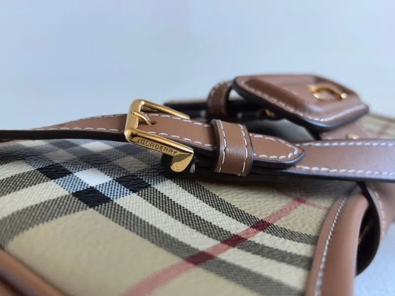 Burberry Vintage Check Satchel Bag with Extra Strap - Image 5