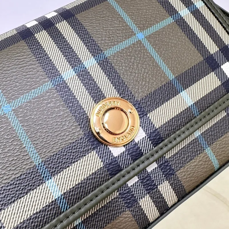 Burberry Olive Check Crossbody Satchel Bag - Image 4