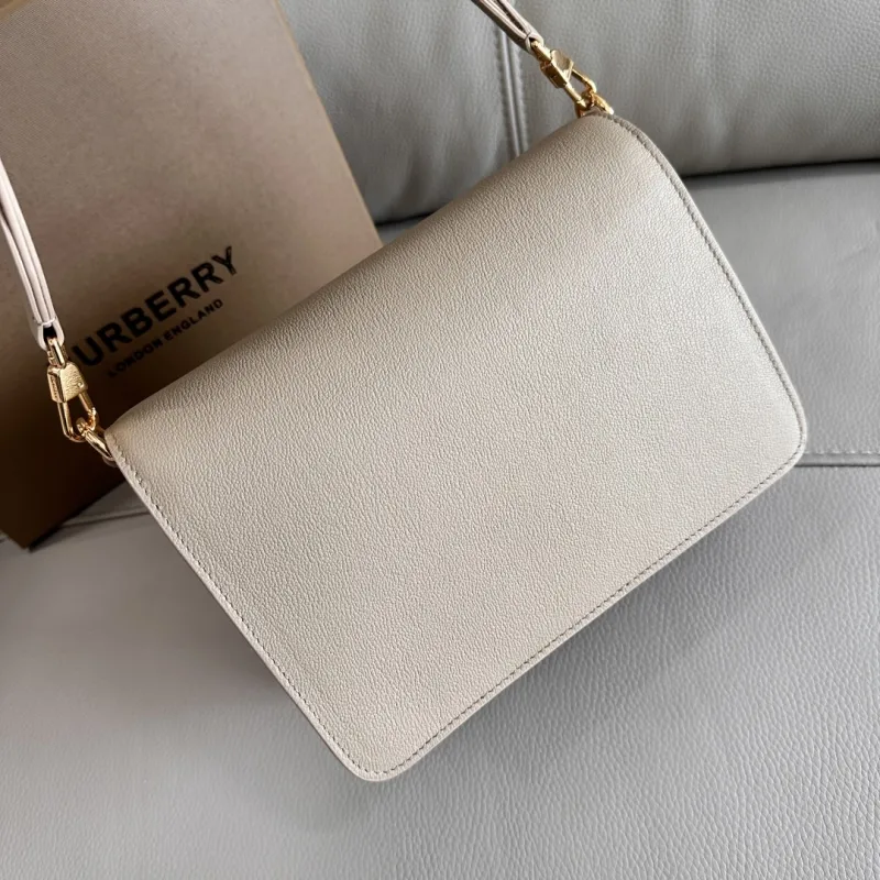 Burberry Beige Leather Crossbody Satchel Bag - Image 4