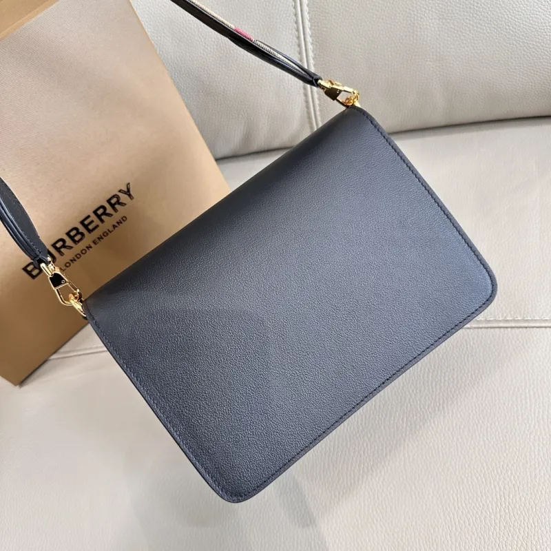 Burberry Black Leather Crossbody Satchel Bag - Image 4