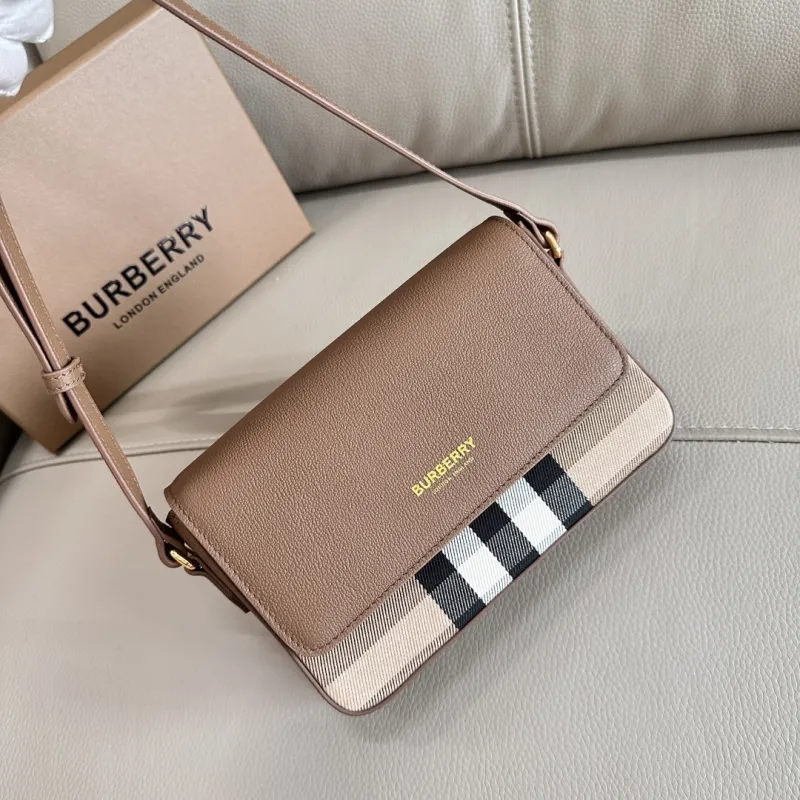 Burberry Brown Leather Crossbody Satchel Bag - Image 3