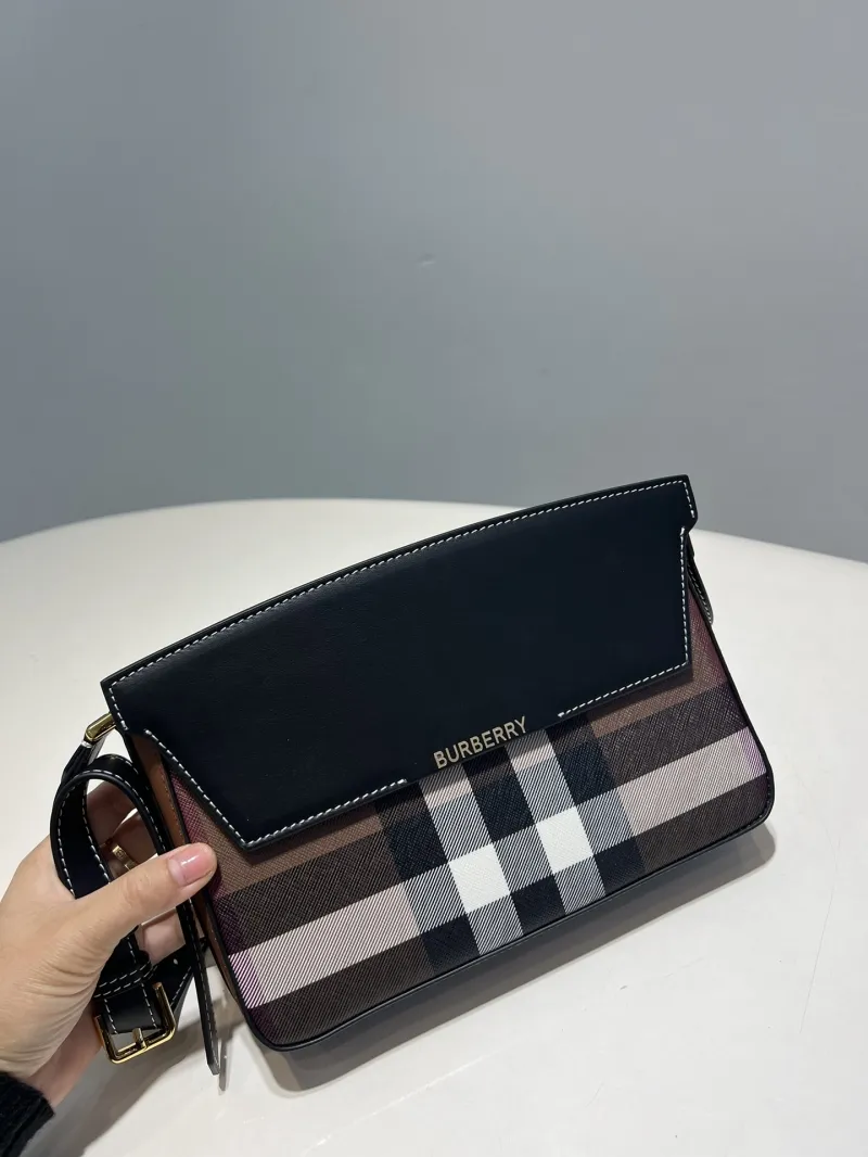 Burberry Black Check Crossbody Satchel Bag - Image 3