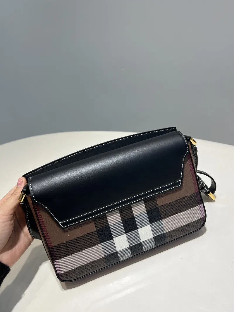Burberry Black Check Crossbody Satchel Bag - Image 5