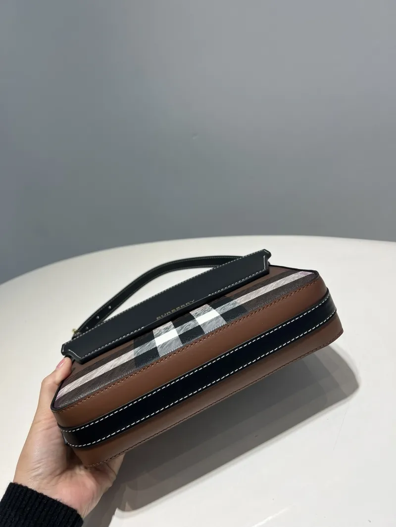 Burberry Black Check Crossbody Satchel Bag - Image 6