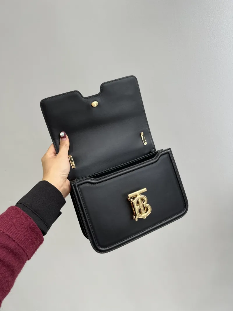 Burberry Black Leather Crossbody Satchel Bag 132 - Image 8