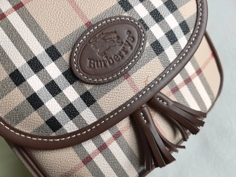 Burberry Haymarket Check Crossbody Saddle Bag - Image 3