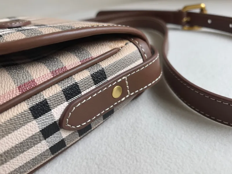 Burberry Haymarket Check Crossbody Saddle Bag - Image 5