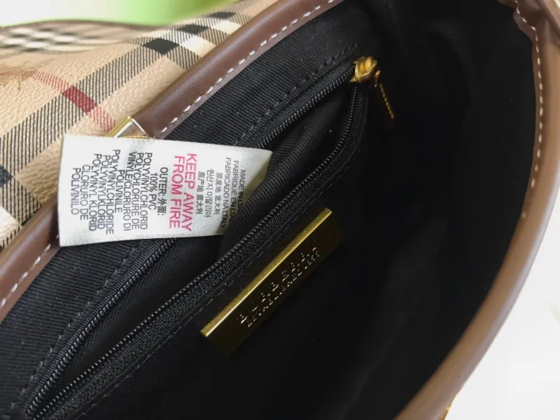 Burberry Haymarket Check Crossbody Saddle Bag - Image 7