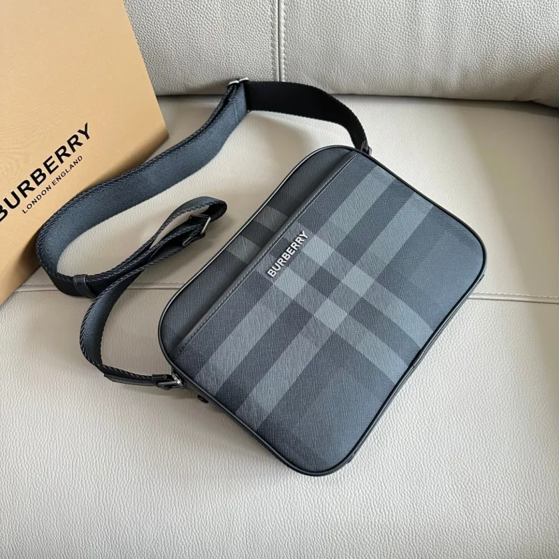 Burberry Charcoal Check Crossbody Satchel Bag - Image 3