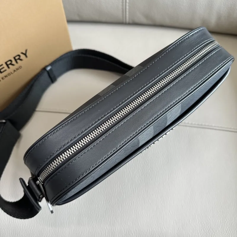 Burberry Charcoal Check Crossbody Satchel Bag - Image 7
