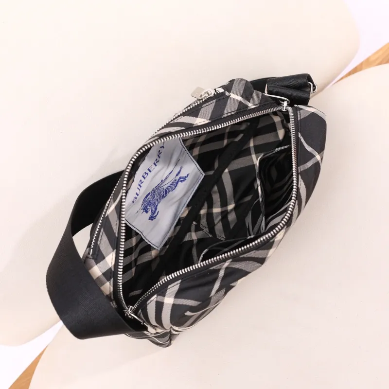 Burberry Black Check Crossbody Satchel Bag 146 - Image 8