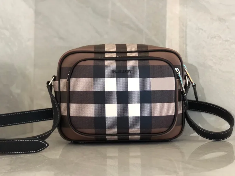 Burberry Brown Check Crossbody Satchel Bag