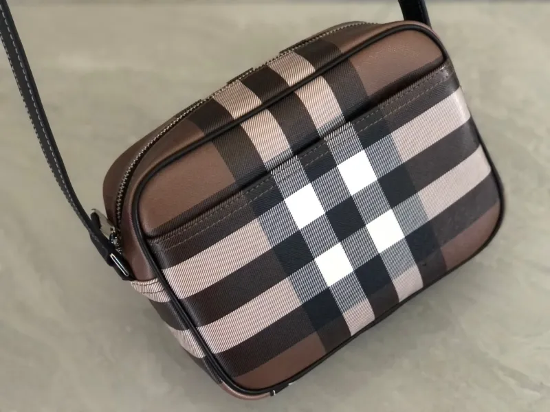 Burberry Brown Check Crossbody Satchel Bag - Image 4