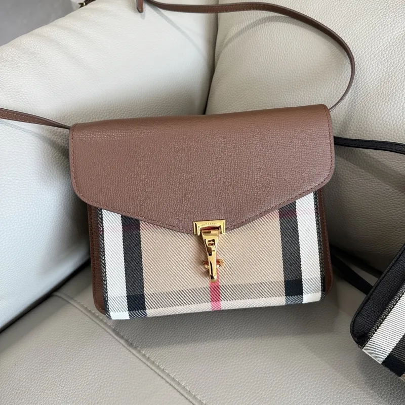 Burberry Brown Check Crossbody Satchel Bag