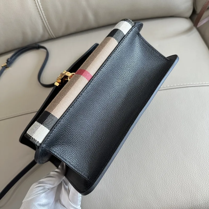 Burberry Black Check Satchel Crossbody Bag 153 - Image 4