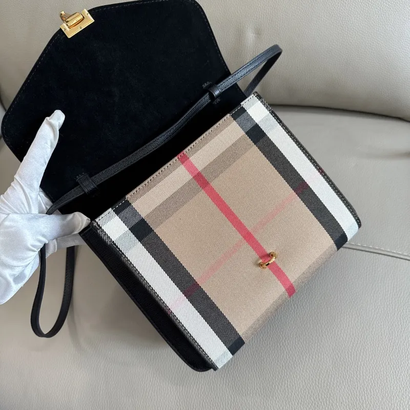 Burberry Black Check Satchel Crossbody Bag 153 - Image 5