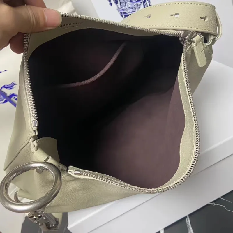 Burberry Beige Leather Hobo Shoulder Bag 154 - Image 9