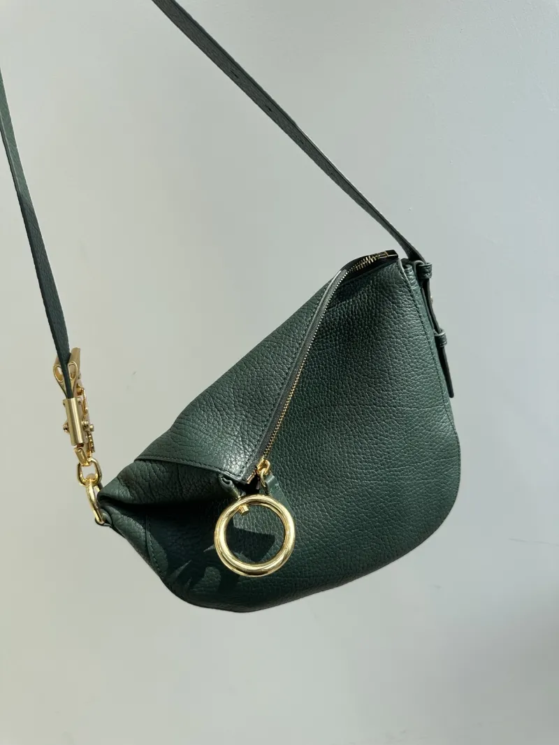 Burberry Dark Green Leather Crossbody Satchel Bag 158