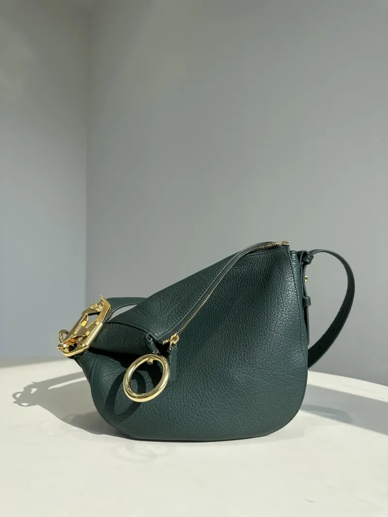 Burberry Dark Green Leather Crossbody Satchel Bag 158 - Image 3