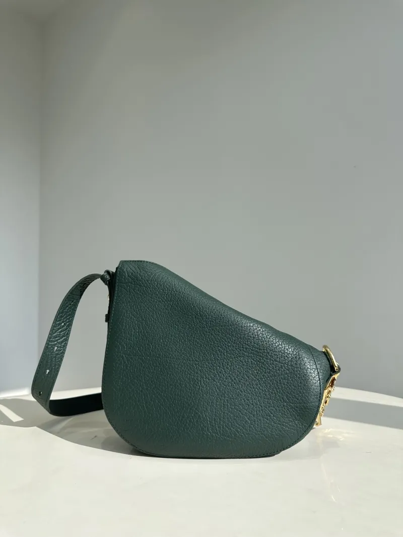 Burberry Dark Green Leather Crossbody Satchel Bag 158 - Image 4
