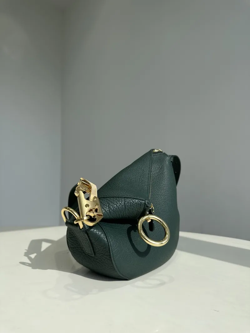 Burberry Dark Green Leather Crossbody Satchel Bag 158 - Image 5
