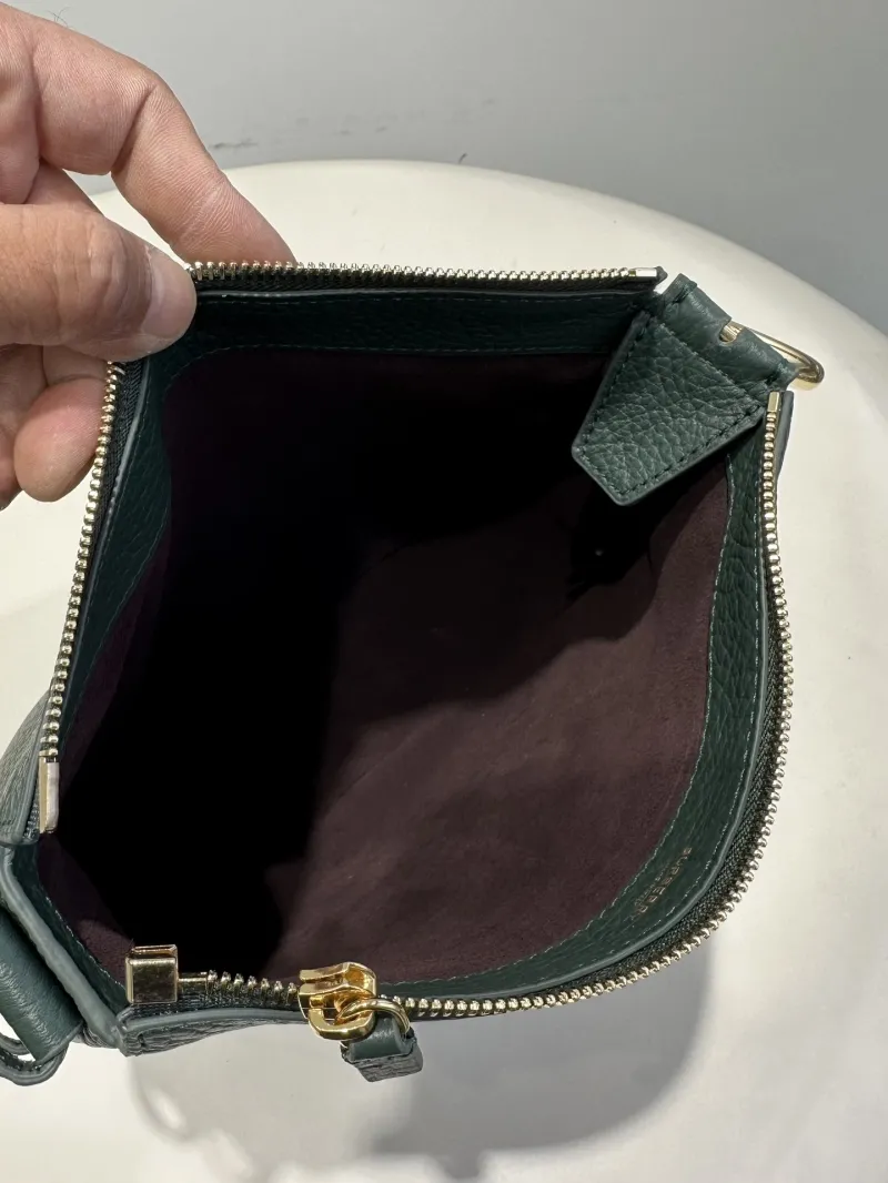 Burberry Dark Green Leather Crossbody Satchel Bag 158 - Image 7