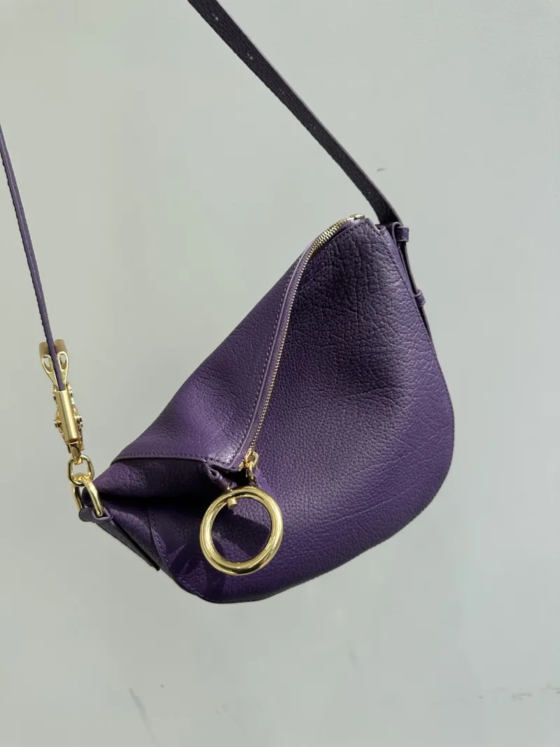 Burberry Purple Leather Satchel Crossbody Bag