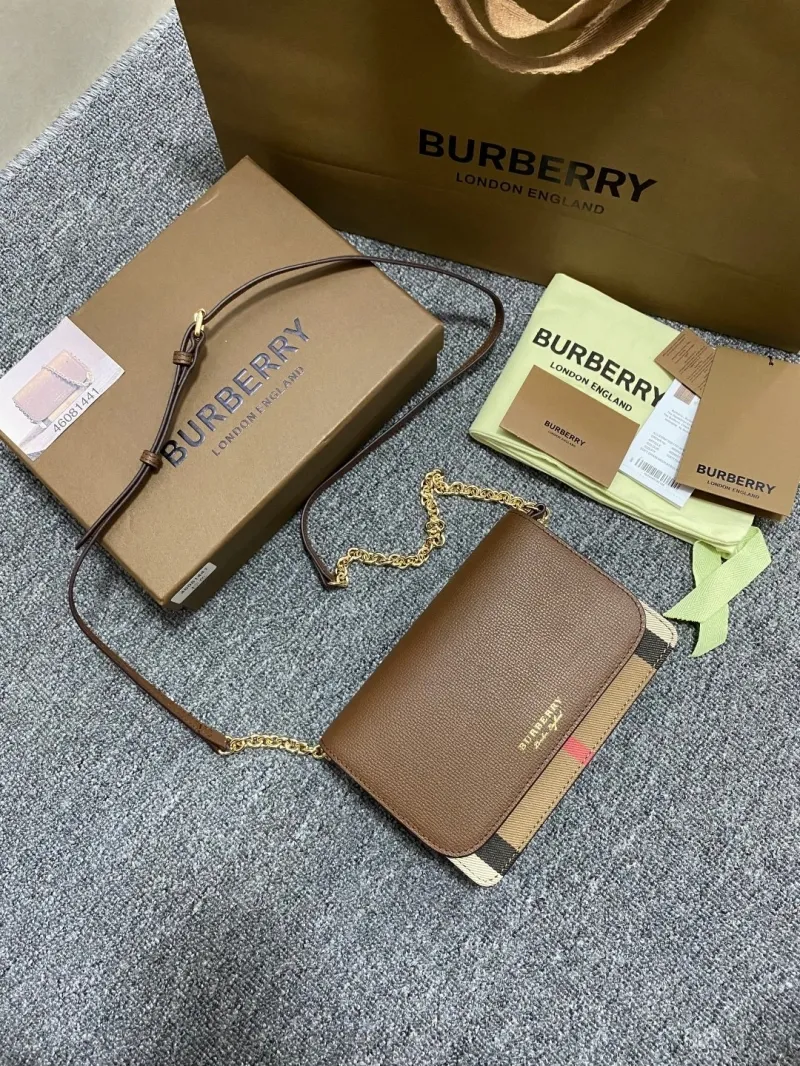 Burberry Brown Leather Crossbody Satchel Bag 164