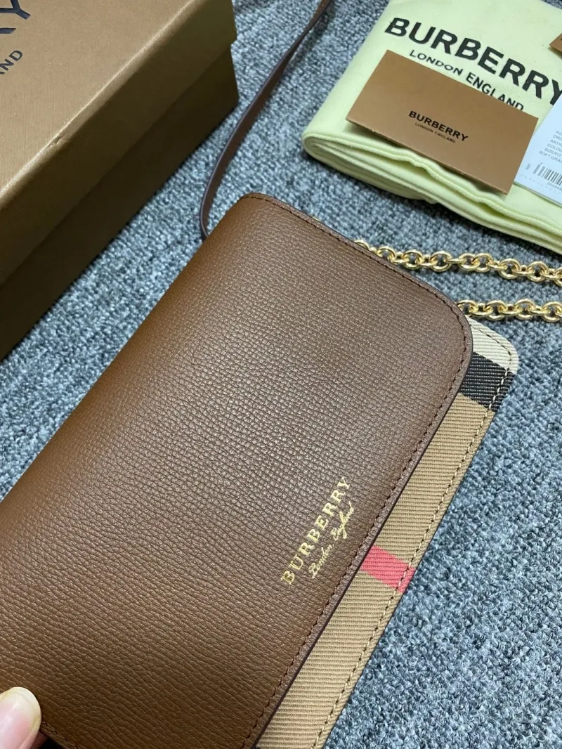 Burberry Brown Leather Crossbody Satchel Bag 164 - Image 3