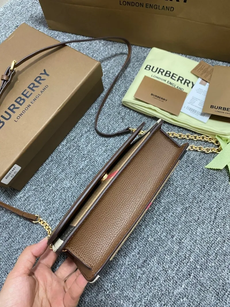 Burberry Brown Leather Crossbody Satchel Bag 164 - Image 4