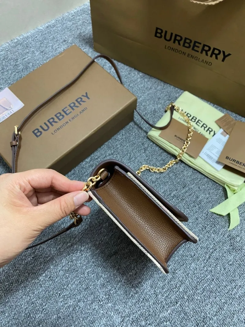 Burberry Brown Leather Crossbody Satchel Bag 164 - Image 5