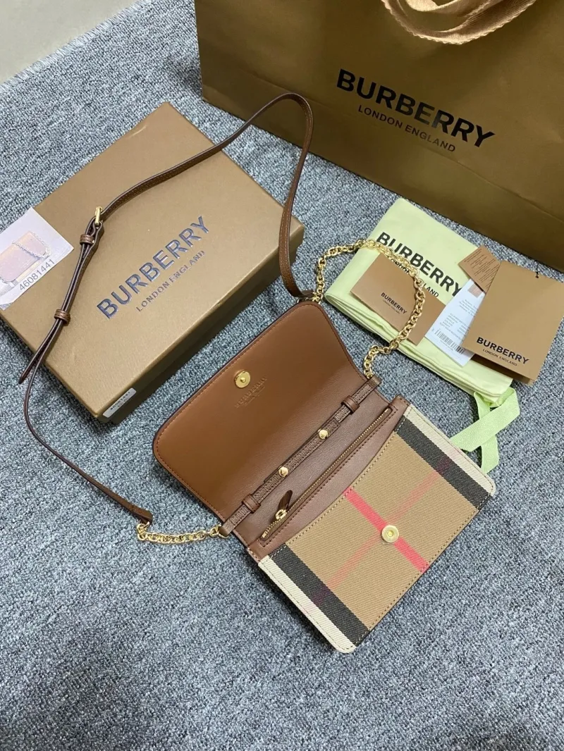 Burberry Brown Leather Crossbody Satchel Bag 164 - Image 6