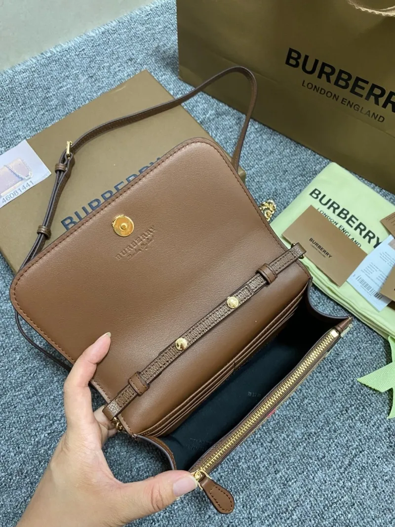 Burberry Brown Leather Crossbody Satchel Bag 164 - Image 7