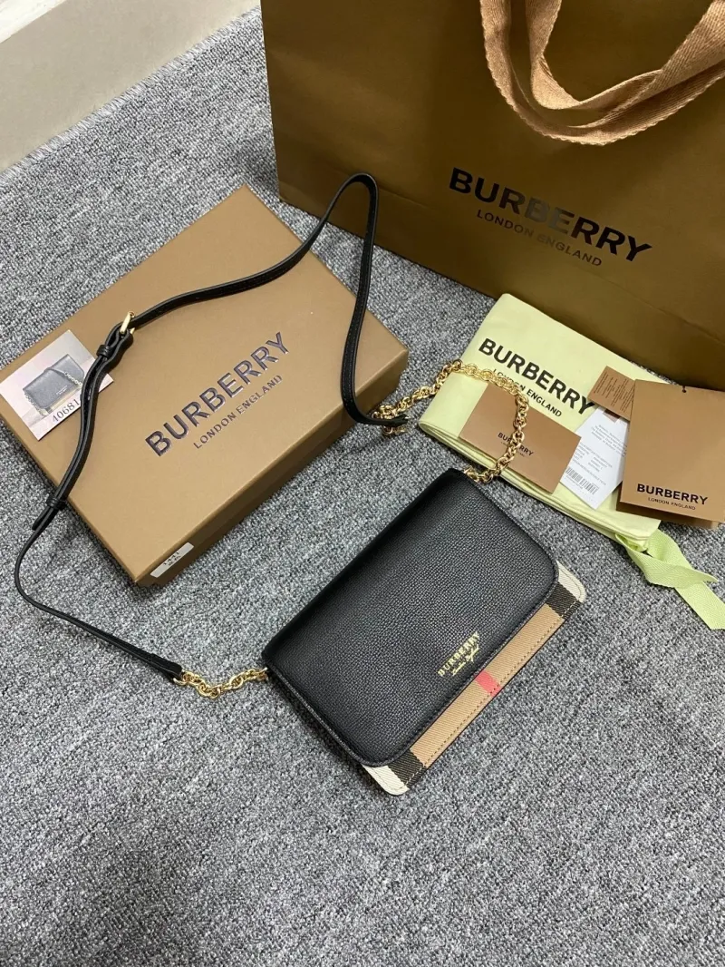 Burberry Black Leather Crossbody Satchel Bag