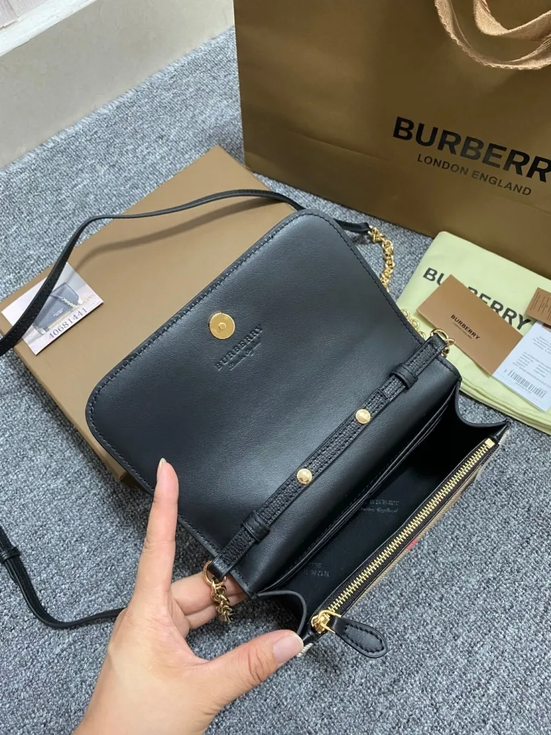 Burberry Black Leather Crossbody Satchel Bag - Image 6