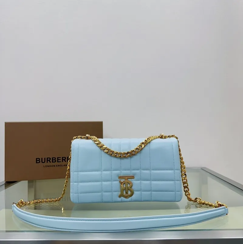 Burberry Light Blue Quilted Satchel Bag