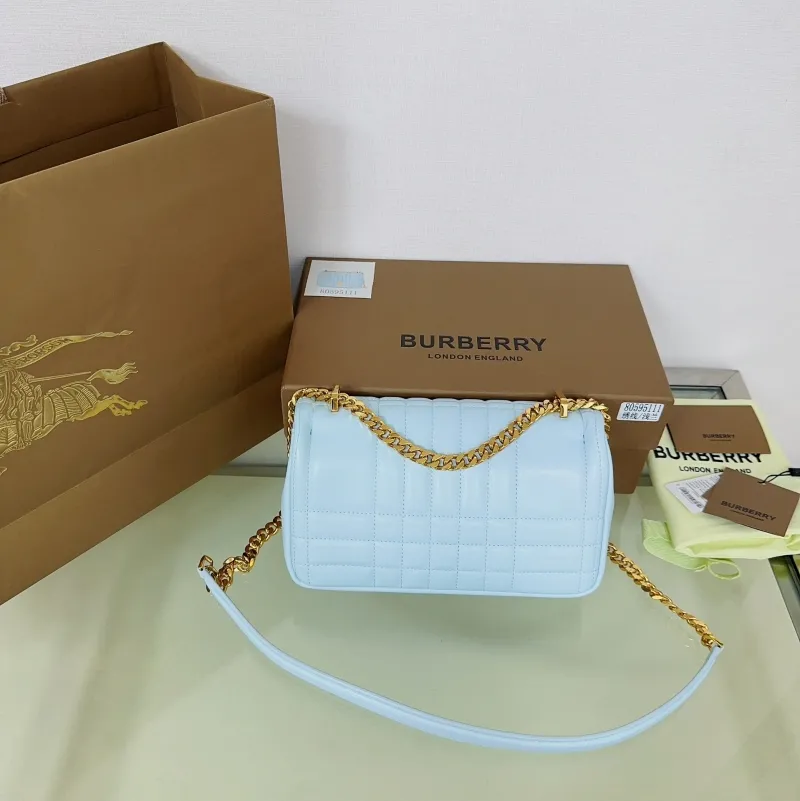Burberry Light Blue Quilted Satchel Bag - Image 4