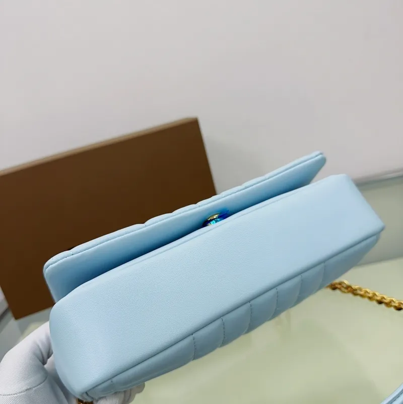 Burberry Light Blue Quilted Satchel Bag - Image 6
