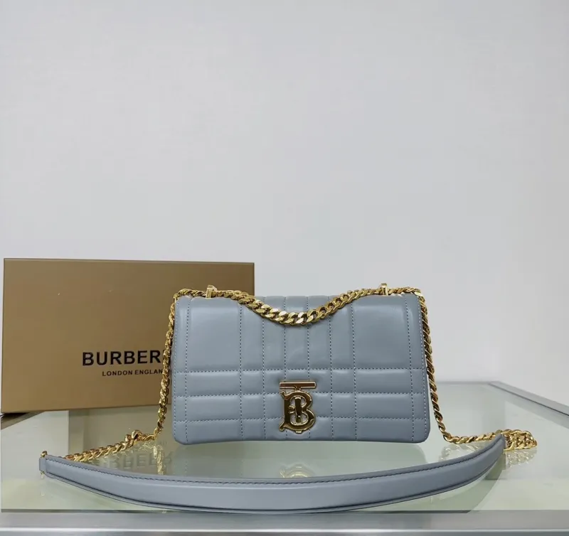Burberry Light Gray Quilted Chain Shoulder Bag