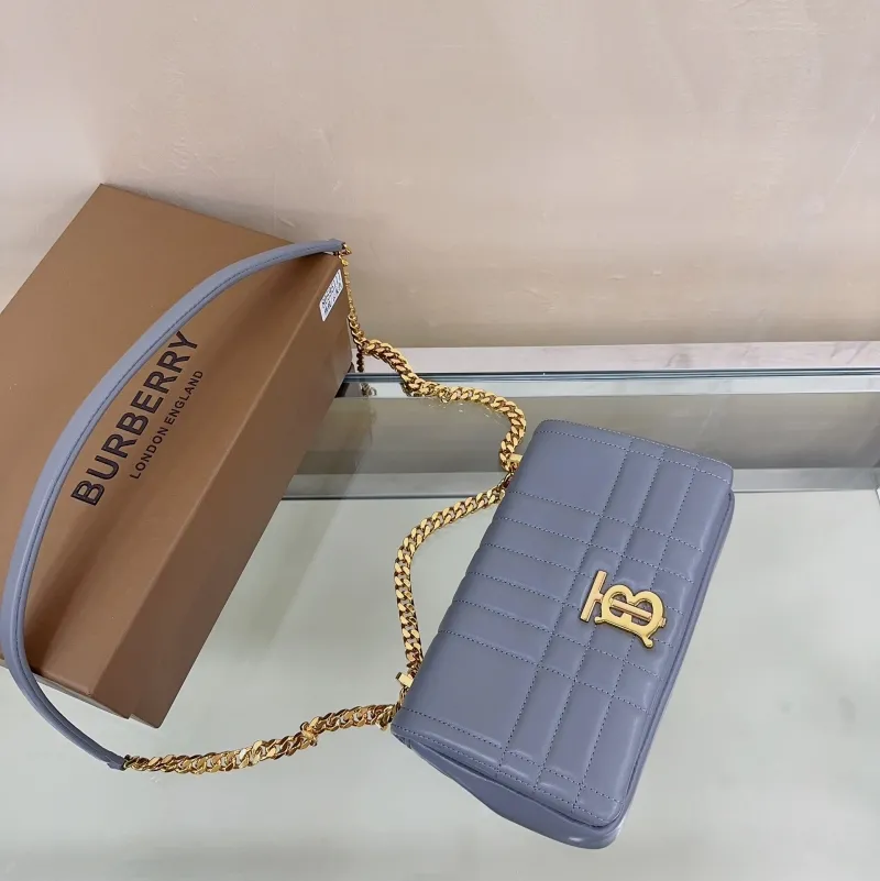 Burberry Light Gray Quilted Chain Shoulder Bag - Image 5